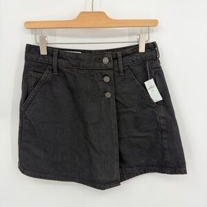 Gap 1969 Women Denim Black Jean wrap Skort Zip & Button Down Closure 26 2R